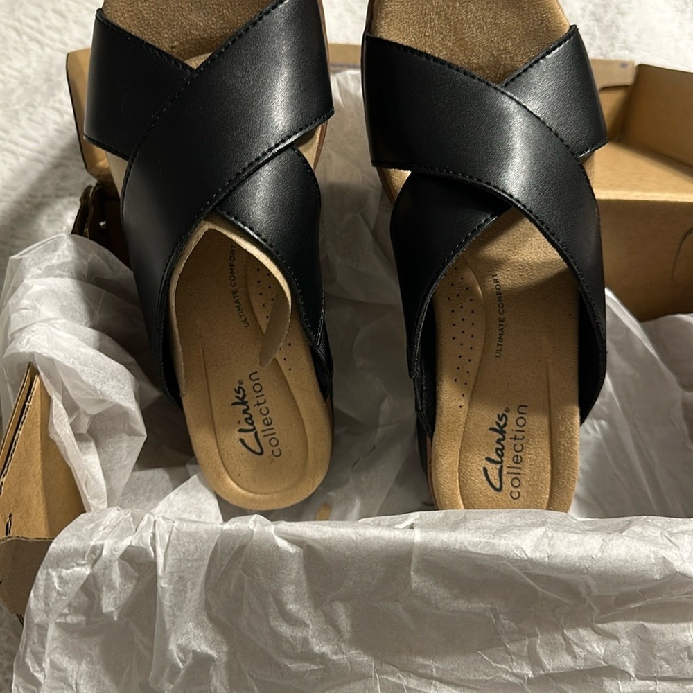 Clarks Black Mules Sleek Minimalist Design